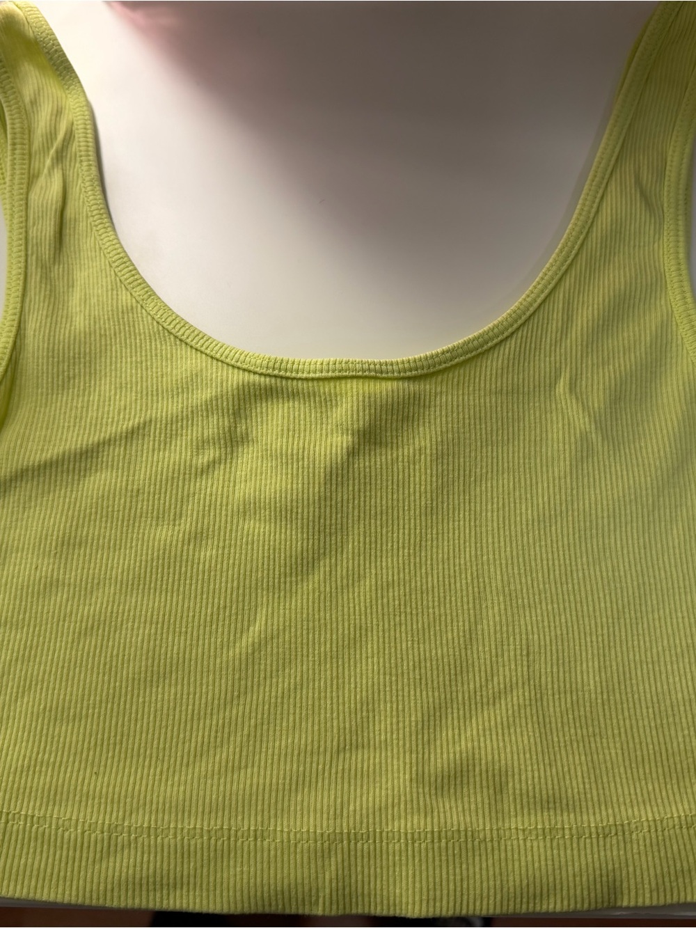 H&M Ribbed Scoop Crop Tank - Neon Yellow Green